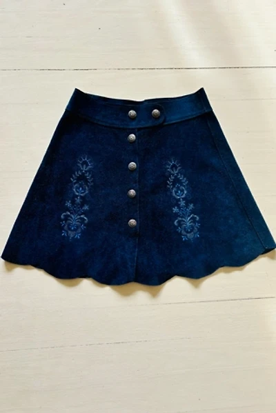 Vintage Embroidered Suede Mini Skirt Selected by Atlantic Vintage