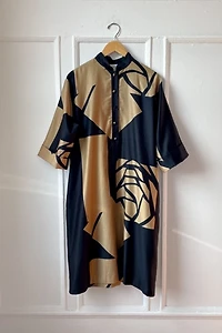 70s Cotton Abstract Rose Print Tunic Dress Catherine Quest for Penthouse Gallery Selected by MARMALADE
