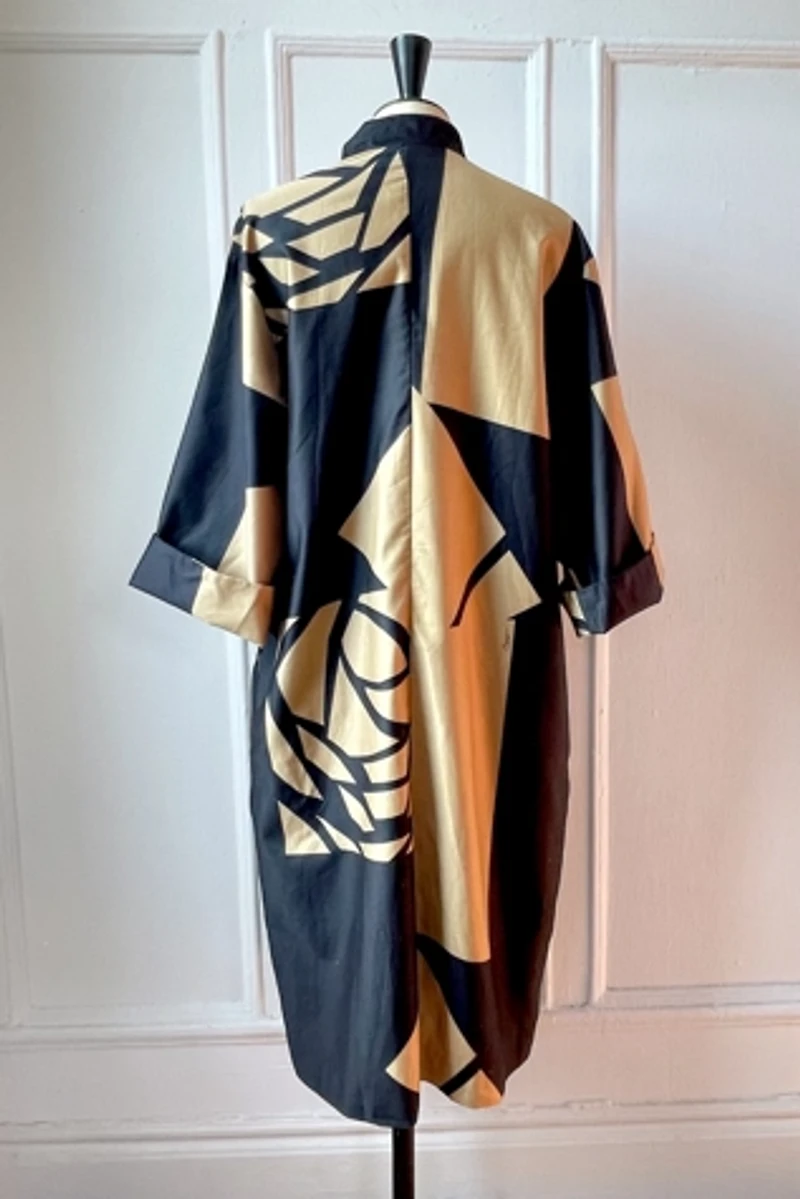 70s Cotton Abstract Rose Print Tunic Dress Catherine Quest for Penthouse Gallery Selected by MARMALADE