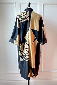 70s Cotton Abstract Rose Print Tunic Dress Catherine Quest for Penthouse Gallery Selected by MARMALADE