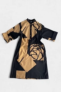 70s Cotton Abstract Rose Print Tunic Dress Catherine Quest for Penthouse Gallery Selected by MARMALADE