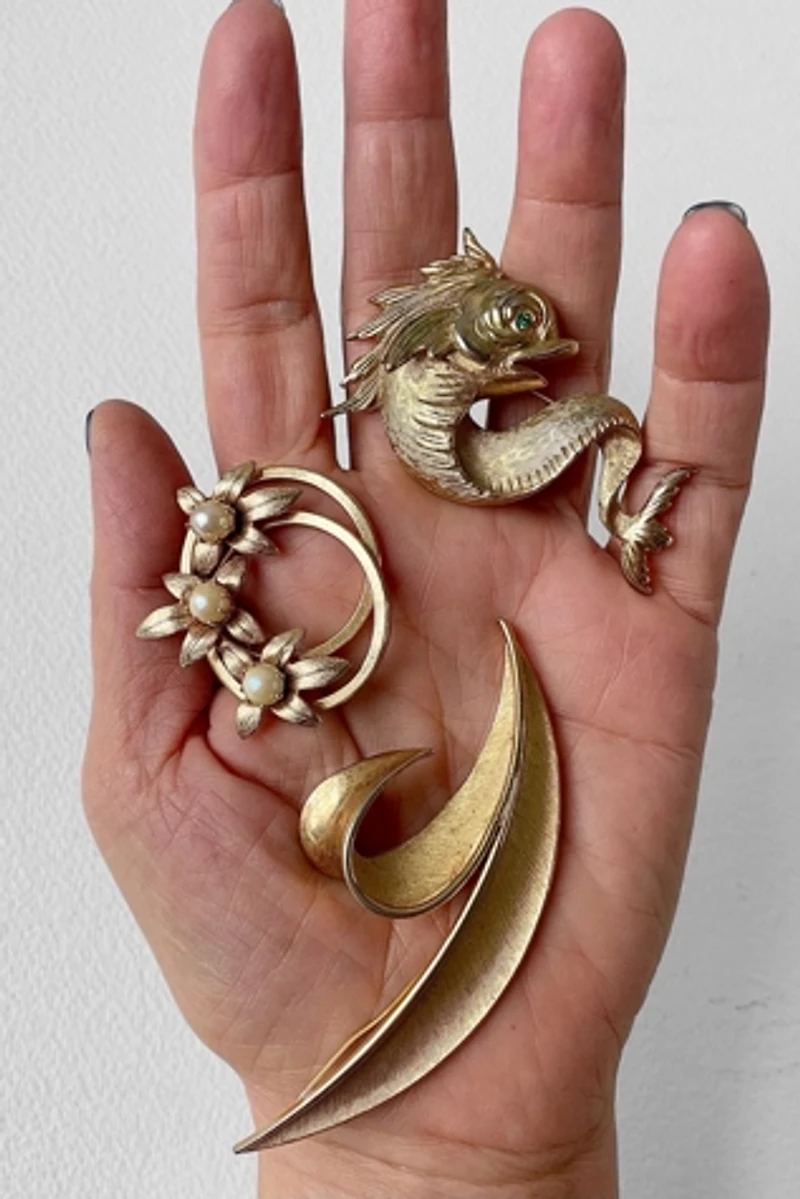 60s Napier Fish Crown Trifari Signed Brooch Collection Selected by MARMALADE