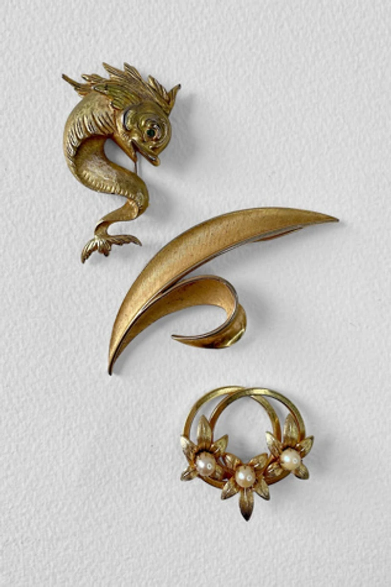 60s Napier Fish Crown Trifari Signed Brooch Collection Selected by MARMALADE