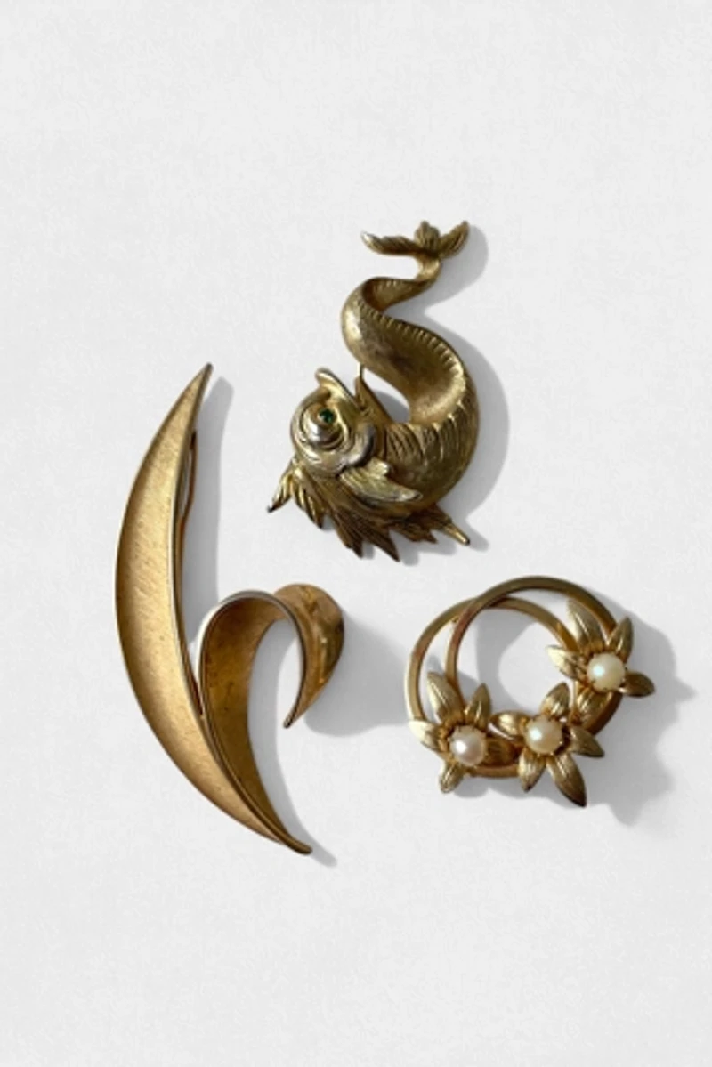 60s Napier Fish Crown Trifari Signed Brooch Collection Selected by MARMALADE