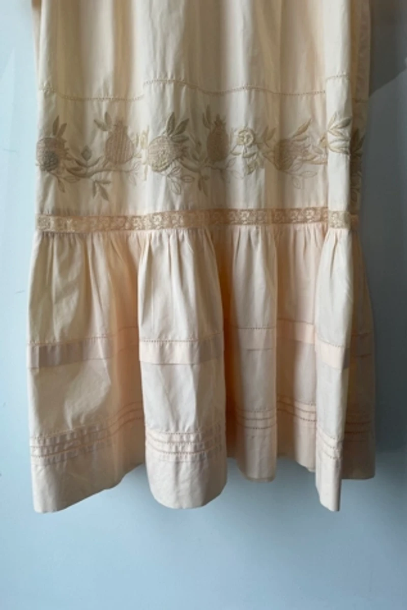 Christy Dawn Cream Embroidered Peter Pan-Collar Dress Selected by The Curatorial Dept.