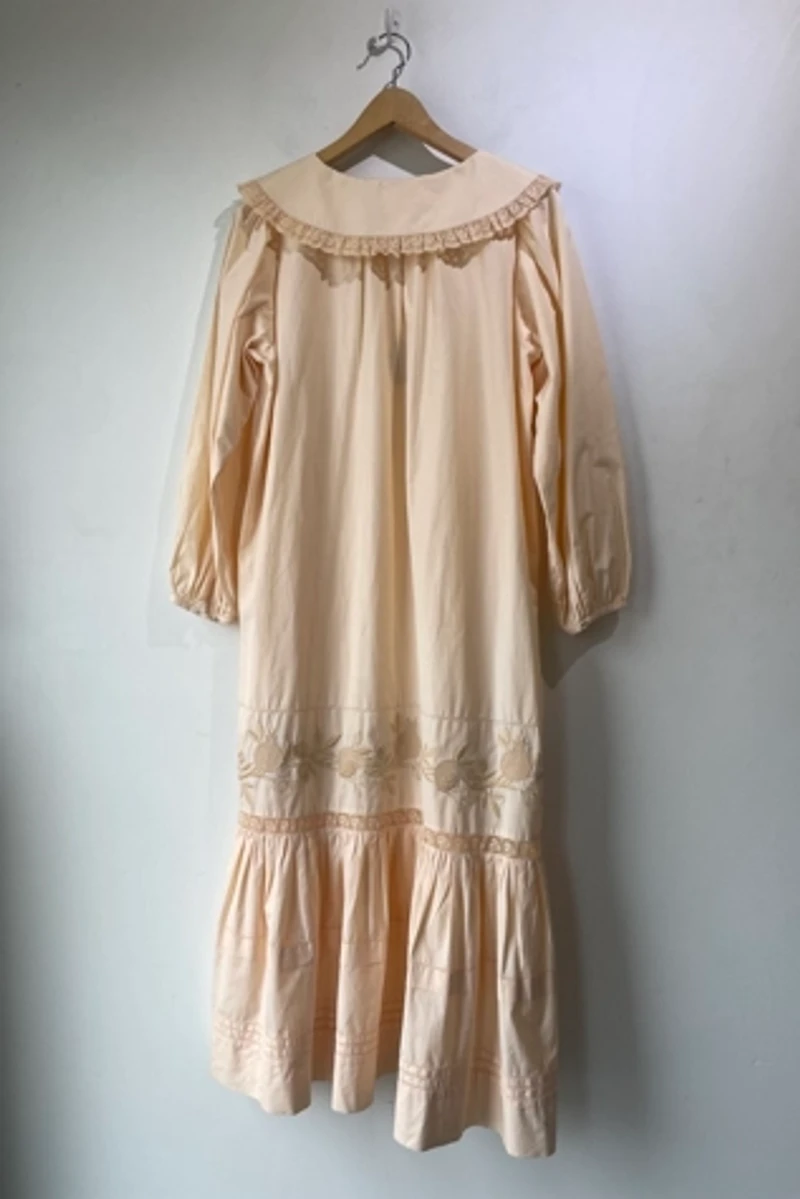 Christy Dawn Cream Embroidered Peter Pan-Collar Dress Selected by The Curatorial Dept.
