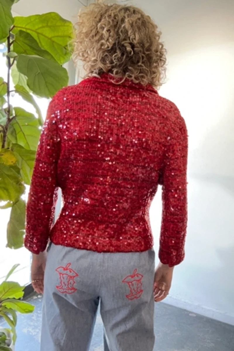 Iisli Red Sequin Knit Blazer Selected by The Curatorial Dept.