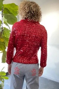 Iisli Red Sequin Knit Blazer Selected by The Curatorial Dept.