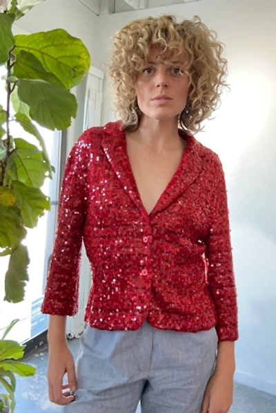 Iisli Red Sequin Knit Blazer Selected by The Curatorial Dept.