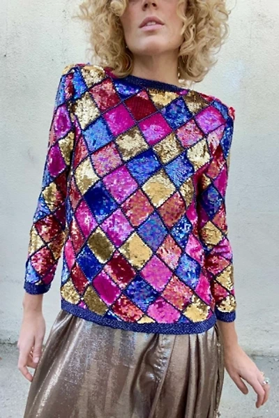 Vintage Sequin Diamond Pattern Top Selected by The Curatorial Dept.