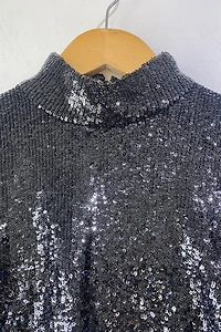 A.L.C. Black Sequin Cropped Top Selected by The Curatorial Dept.