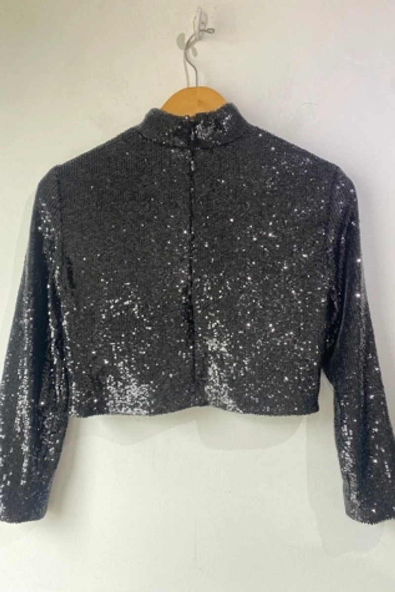 A.L.C. Black Sequin Cropped Top Selected by The Curatorial Dept.