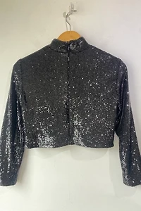 A.L.C. Black Sequin Cropped Top Selected by The Curatorial Dept.