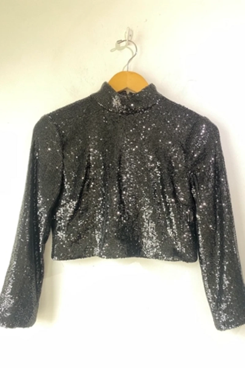 A.L.C. Black Sequin Cropped Top Selected by The Curatorial Dept.