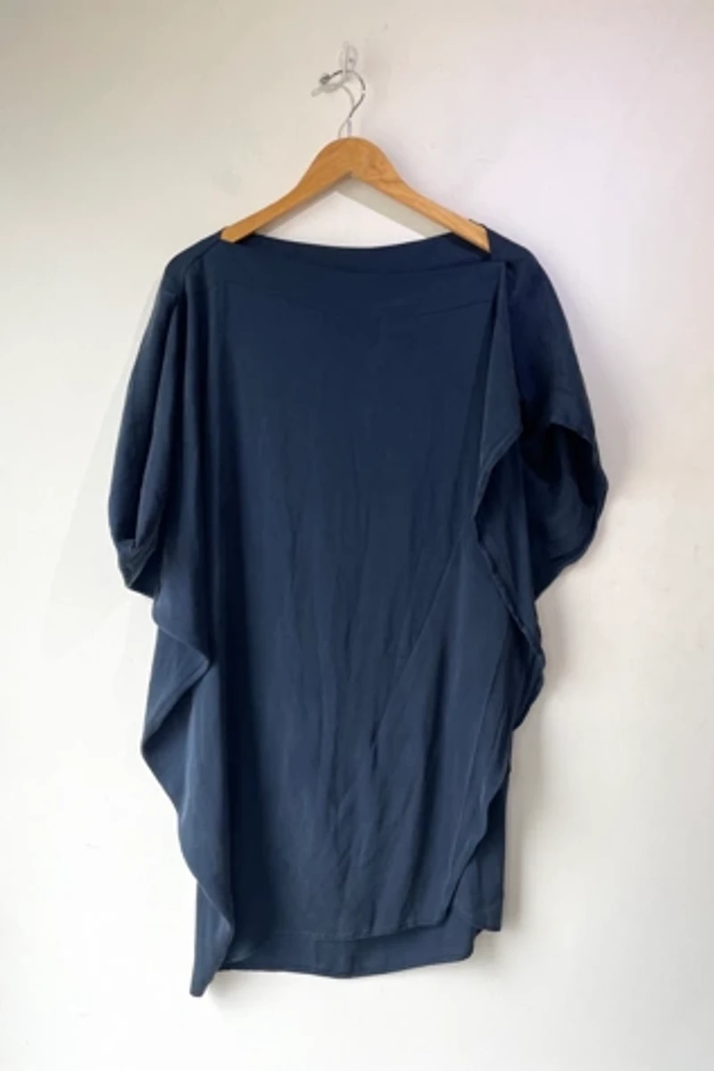 Zero + Maria Cornejo Navy Silk Asymmetrical Dress Selected by The Curatorial Dept.