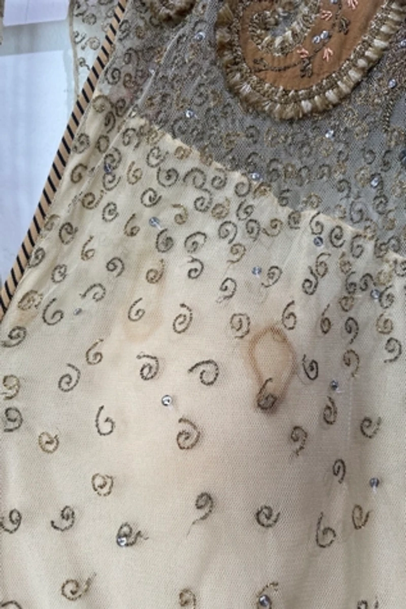 Vintage 1940's Brown Paisley Embellished Party Dress Selected by The Curatorial Dept.