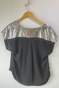 Black & Silver Sequin Shoulders Top Selected by The Curatorial Dept.