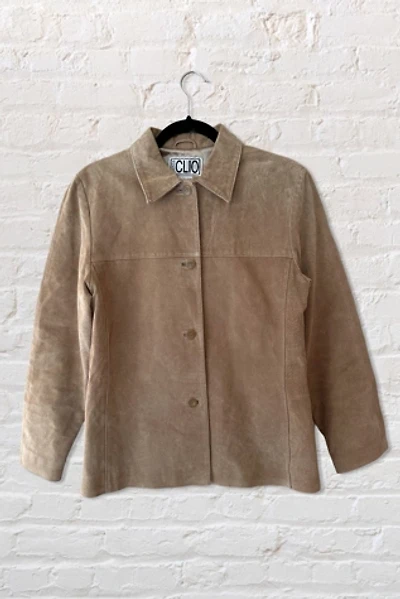 1990s Clio Tan Suede Short Trench Jacket Selected By Ritual Vintage