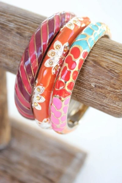 Vintage Enamel Bangle Bracelet Stack Selected By Moons + Junes Vintage
