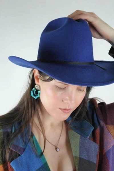 Vintage Royal Blue Western Cowboy Hat Selected By Moons + Junes Vintage