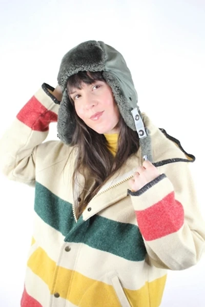 Vintage Military Faux Fur Trapper Hat Selected By Moons + Junes Vintage