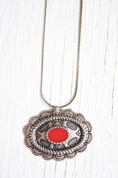 Vintage Western Silver Medallion Necklace Selected By Moons + Junes Vintage