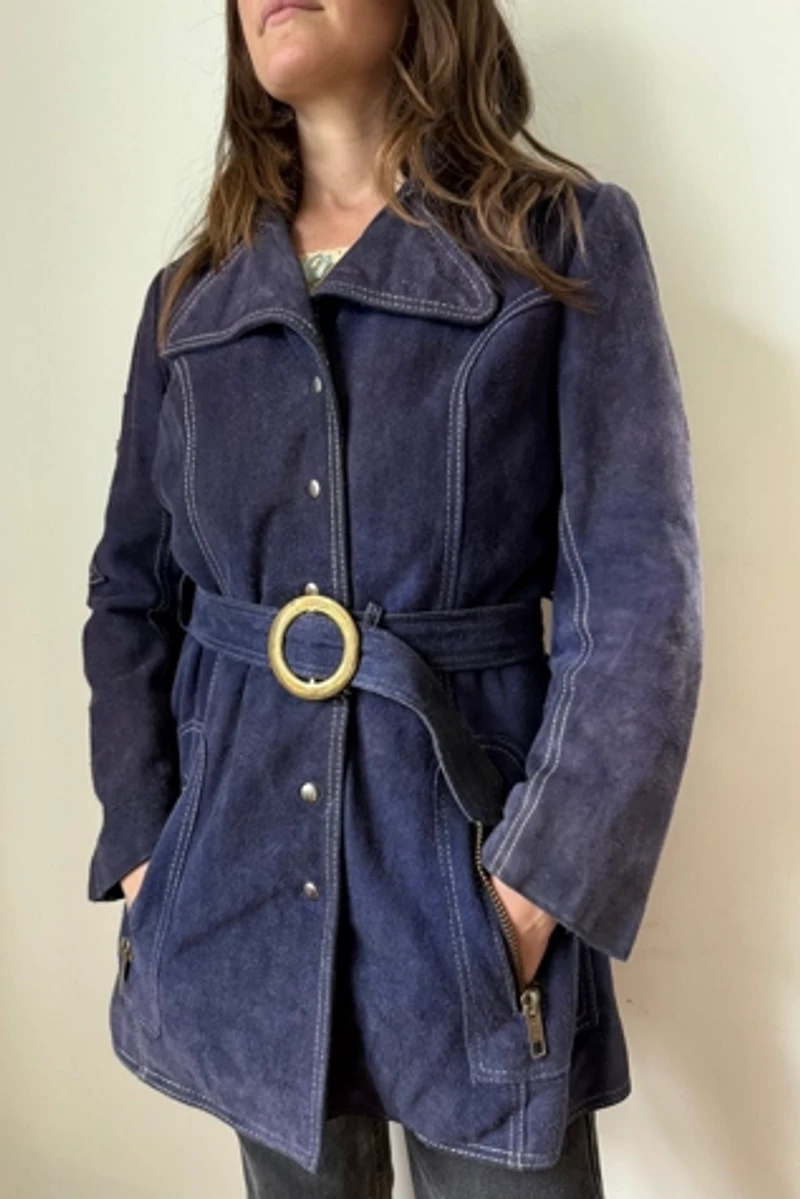 70s Blue Suede Coat Selected by Wax Plant