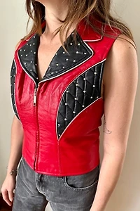 90's Jeweled Leather Vest Selected by Wax Plant