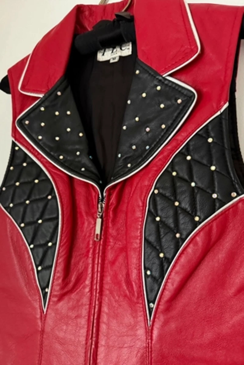90's Jeweled Leather Vest Selected by Wax Plant