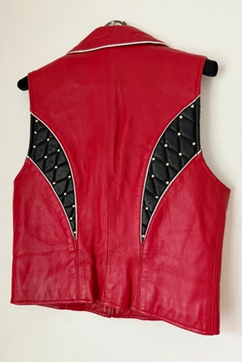 90's Jeweled Leather Vest Selected by Wax Plant