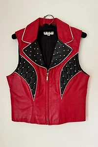 90's Jeweled Leather Vest Selected by Wax Plant