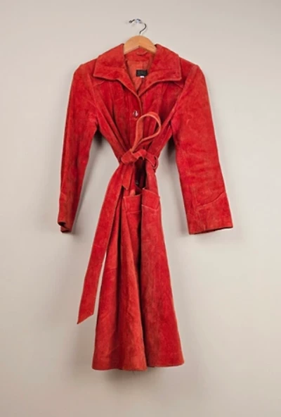 RARE Vintage 100% Suede Leather Trench Coat in Burnt Orange  Selected By The Igala NYC