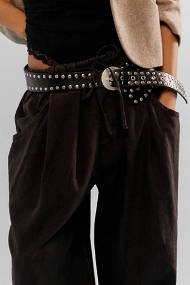 NWT Free People Jagger Studded Leather Hip Belt Free People Jagger hip belt in black with studs | ASOS main image 2