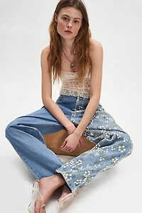 Fanfare Daisy Embroidery Jeans