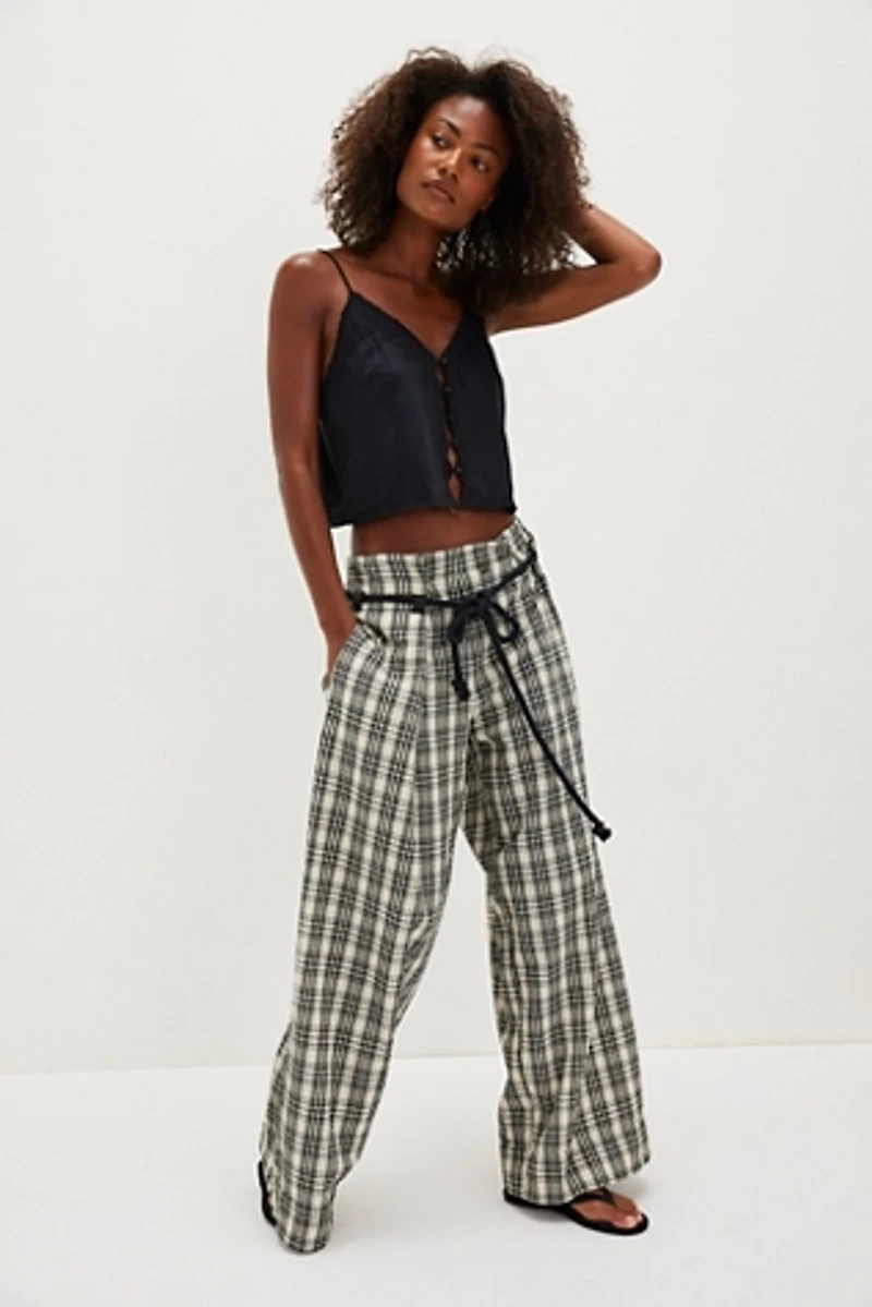 Dimes Tie Plaid Trousers