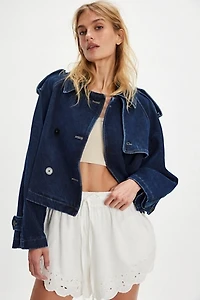Closed Cropped Denim Trench