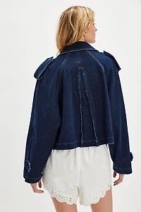 Closed Cropped Denim Trench
