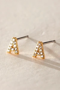 Brenda Grands Shiny Initial Stud Earrings