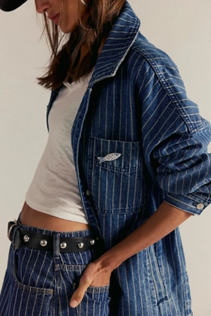 We The Free Madison City Pinstripe Denim Jacket