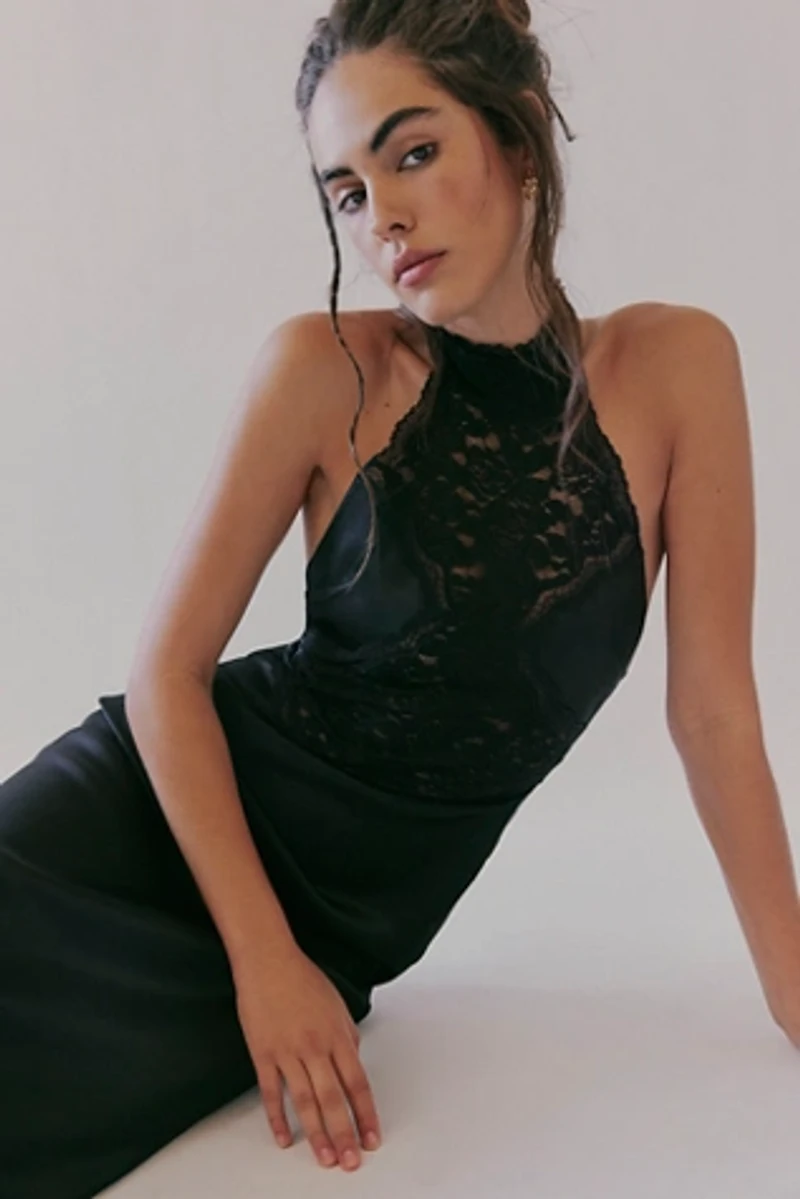 Third Form Serenade Lace Halter Maxi Dress
