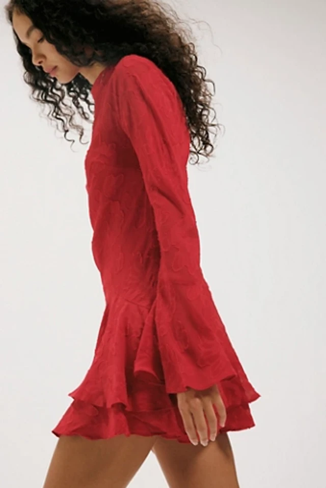 let me be long-sleeve ruffle mini dress Let Me Be Long-Sleeve Ruffle Mini Dress at MarketFair Shoppes in Princeton,  NJ