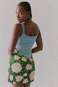 La Fuori Hydrangea Haven Embroidered Mini Dress