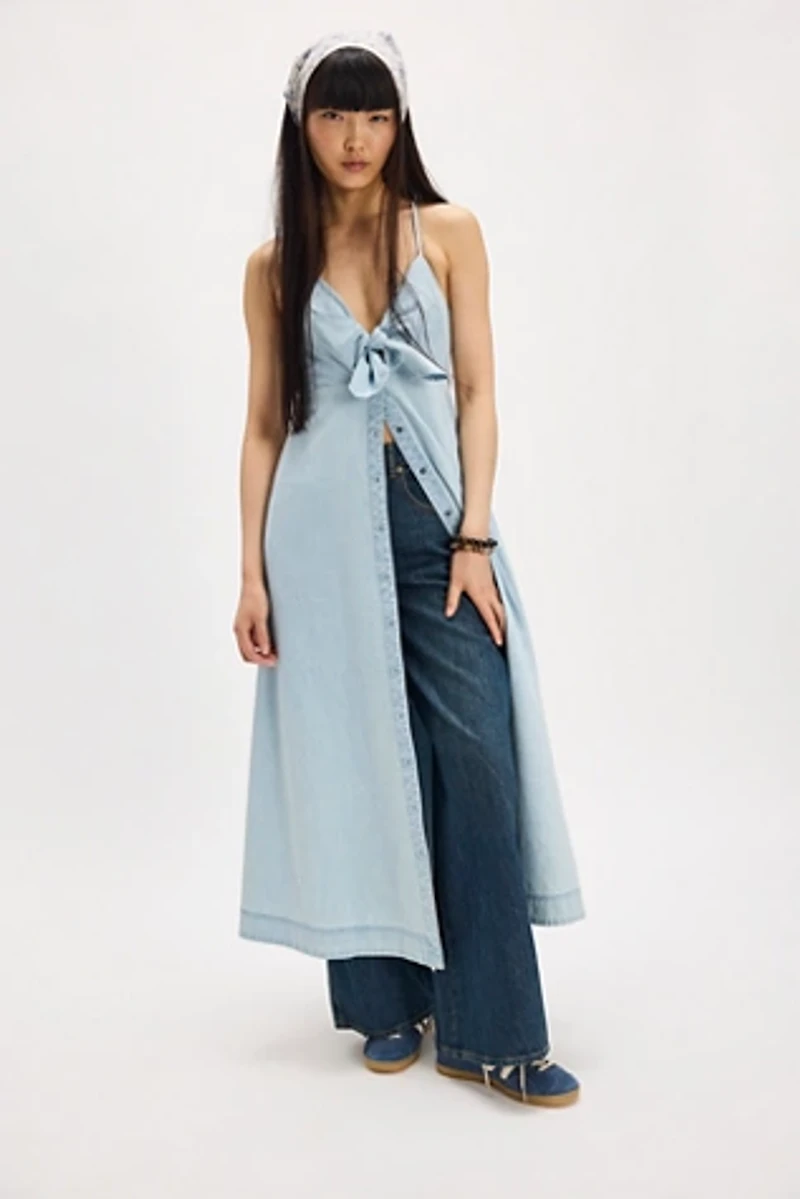 Via Denim Midi Dress