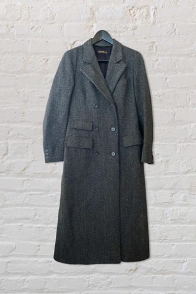 1980s Herringbone Tailored Wool Coat  Selected By Ritual Vintage