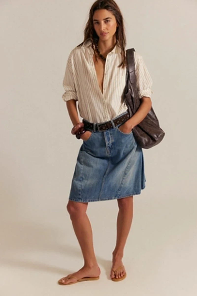 We The Free Yoko Pleated Denim Skirt