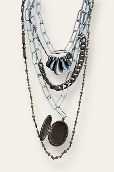 Vintage 90's Multi-chain Mixed Metal Necklace Locket Selected By Afterlife Boutique