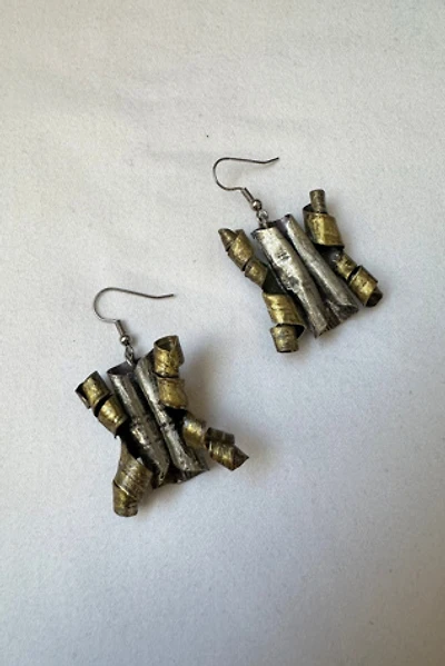 Vintage Brutalist Mixed Metal Earrings Selected by Cherry