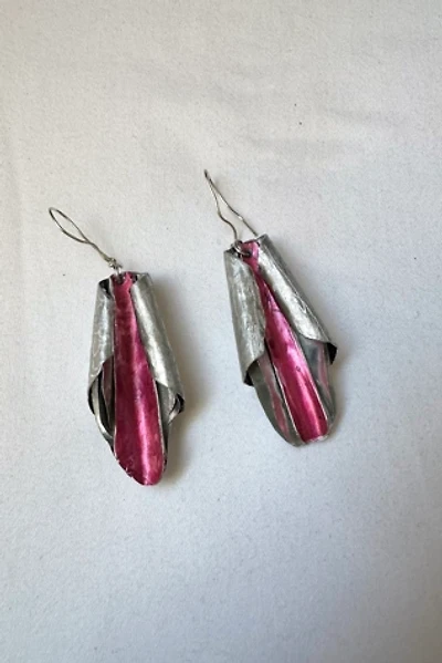 Vintage Pink and Metal Brutalist Earrings Selected by Cherry