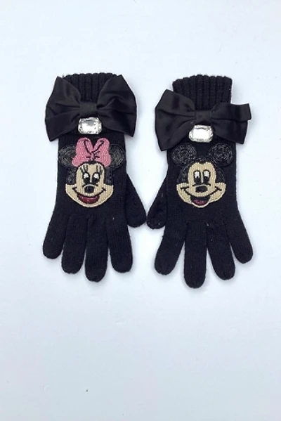 Vintage 1980s Beaded Mickey & Minnie Mouse Knit Gloves Selected by Cherry