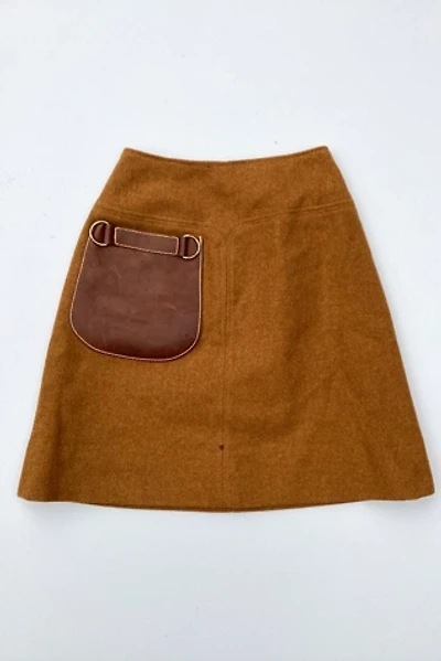 Vintage 1960s Mod Wool and Leather Mini Skirt Selected by Cherry